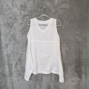 Match Point Linen Tunic Tank Size Small White Summer Lagenlook Asymmetrical